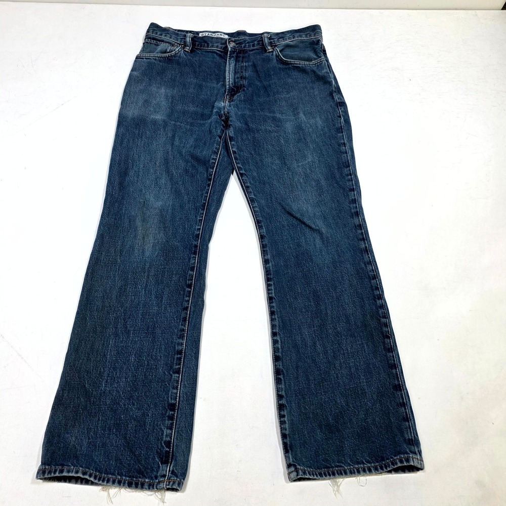 Gap 1969 Standard Jeans M 33x30 Blue Straight Leg Faded Distressed Denim Casual